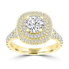 14K Yellow Gold 1.80cts TDW Double Halo Diamond Engagement Ring