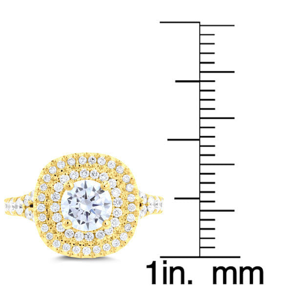 14K Yellow Gold 1.80cts TDW Double Halo Diamond Engagement Ring