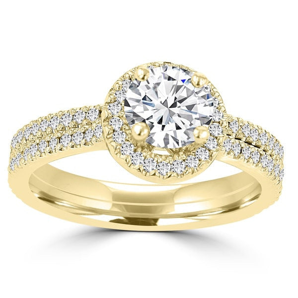 14k Yellow Gold 0.95cts TDW Diamond Bridal Set