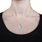 14K Yellow Gold 5.13cts Ethiopian Opal and 0.25cts TDW Diamond (SI1-VS, G-H) Pendant Necklace