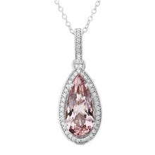 14K White Gold Morganite 4.30cts and Diamond 0.30cts (SI1-VS, G-H) Pendant Necklace