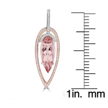 14K White and Rose gold Morganite 12.85cts and Diamond 0.55cts (SI1-VS, G-H) Pendant Necklace