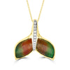 14K Yellow Gold 8.84ct Ammolite and Diamond 0.26ct (SI1-VS, G-H ) Whale Tail Necklace