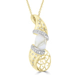 14K Yellow gold, Gold Quartz 2.19cts and Diamond 0.27cts (SI1-VS, G-H) Pendant Necklace