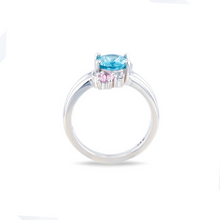 Custom 14K White Gold Tourmaline & Topaz Ring