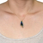 14K Yellow Gold 5.52ct Ammolite and Diamond 0.34ct (SI1-VS, G-H ) Necklace