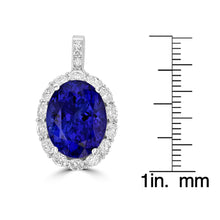 18K White Gold Tanzanite 10.21cts & Diamond 1.22cts TDW Pendant