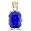 18K White and Yellow gold Tanzanite 18.85cts and Diamond 0.65cts (VS-SI1, G-H) Pendant Necklace