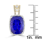 18K White and Yellow gold Tanzanite 18.85cts and Diamond 0.65cts (VS-SI1, G-H) Pendant Necklace