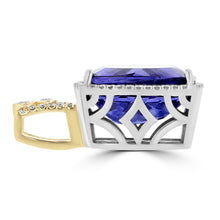 18K White and Yellow gold Tanzanite 18.85cts and Diamond 0.65cts (VS-SI1, G-H) Pendant Necklace