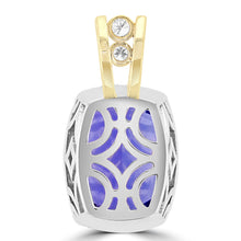 18K White and Yellow gold Tanzanite 18.85cts and Diamond 0.65cts (VS-SI1, G-H) Pendant Necklace