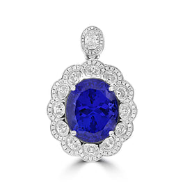 18K White Gold Tanzanite 26.68cts and Diamond (VS1-VS2, G-H) Pendant