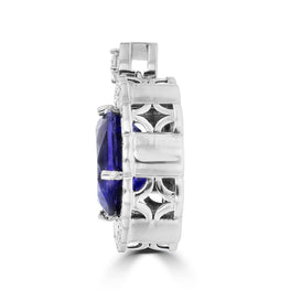 18K White Gold Tanzanite 26.68cts and Diamond (VS1-VS2, G-H) Pendant