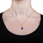 18K Rose Gold Oval Tanzanite 5.53cts and Diamond 0.18cts Necklace (SI1-VS, G-H)