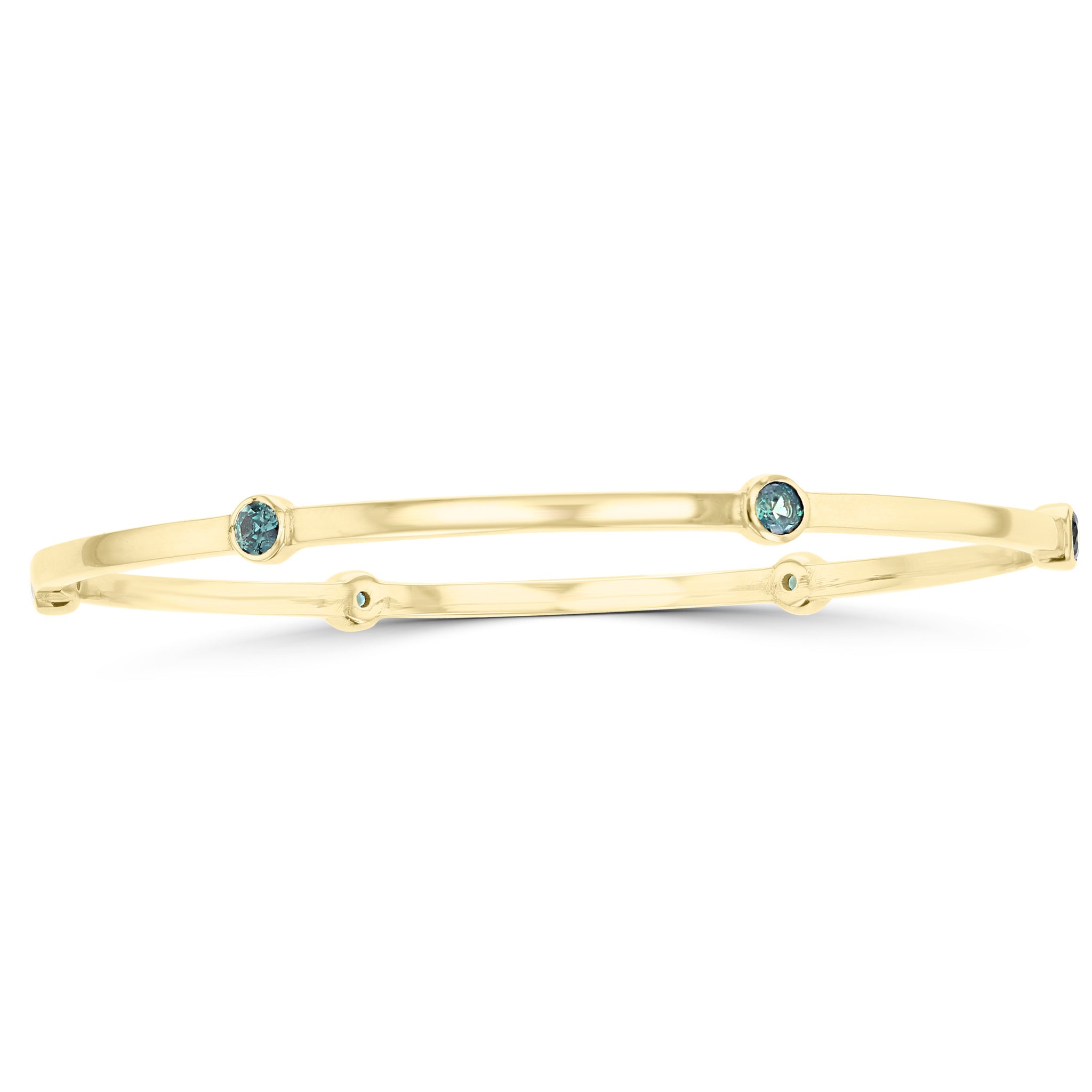 14K Yellow Gold, Fine Brazilian Alexandrite 1.10cts TGW Bangle