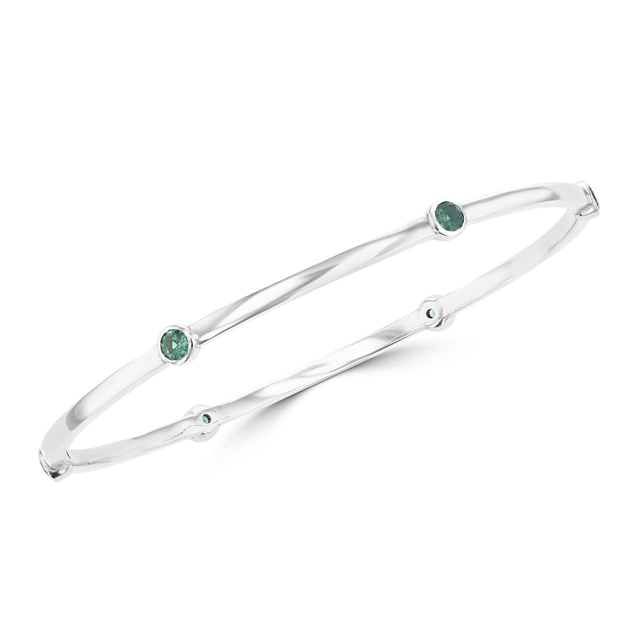 14K White Gold, Fine Brazilian Alexandrite 1.10cts TGW Bangle