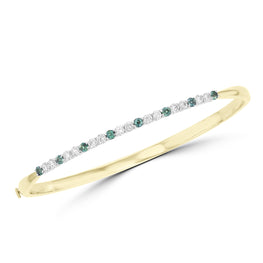 14K White & Yellow Gold, Fine Brazilian Alexandrite 0.62cts & Diamond 0.87cts TDW (SI1-VS, G-H) Bangle