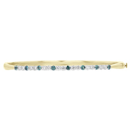 14K White & Yellow Gold, Fine Brazilian Alexandrite 0.62cts & Diamond 0.87cts TDW (SI1-VS, G-H) Bangle