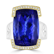 14K White and Yellow gold Tanzanite 21.20cts and Diamond 0.45cts Ring