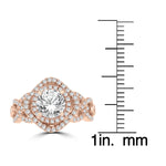 14k Rose Gold Double Halo Diamond 1.75cts TDW Engagement Ring