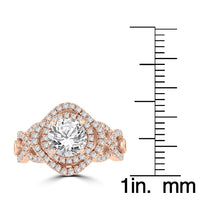 14k Rose Gold Double Halo Diamond 1.75cts TDW Engagement Ring