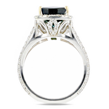 Cushion Turquoise Tourmaline & Diamond Spilt Shank Ring
