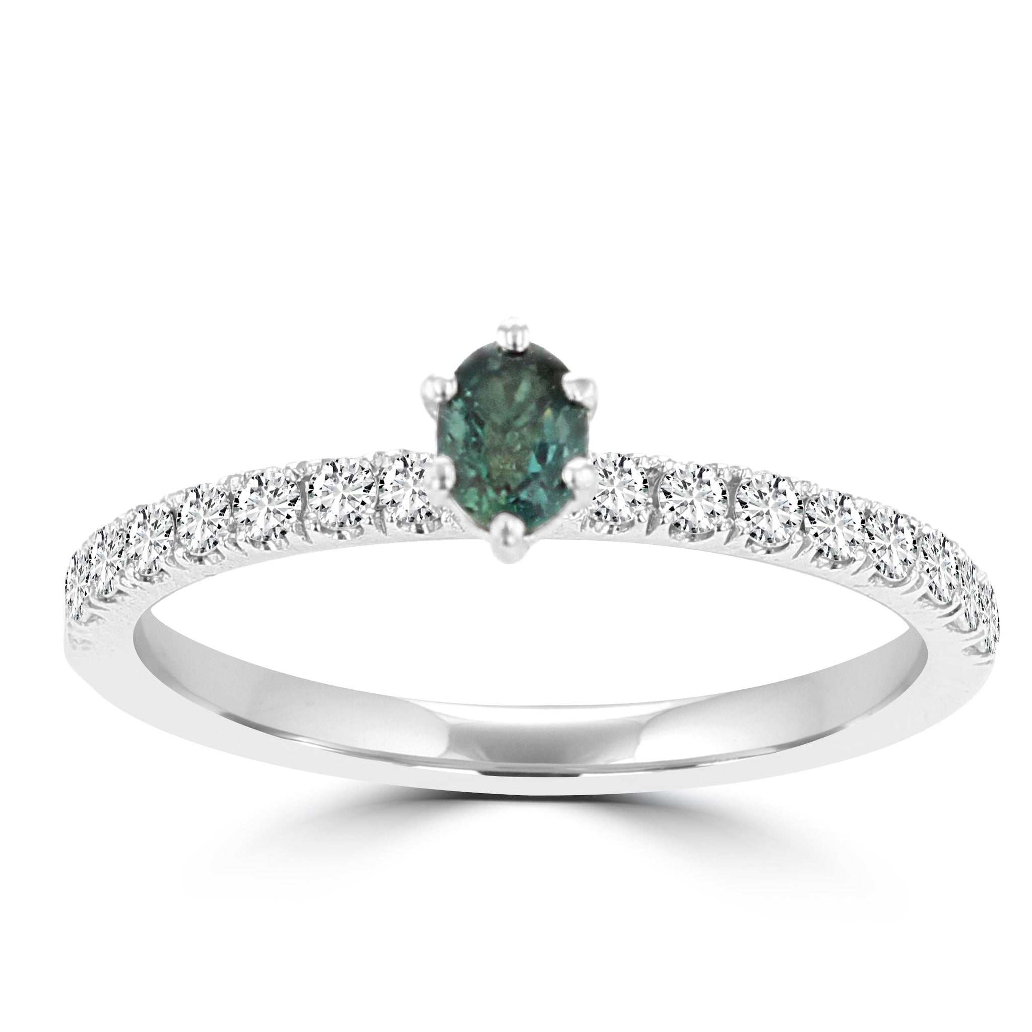 14k White Gold Alexandrite 0.22cts and Diamond 0.27cts Ring (SI1-VS1, G-H) by La Vita Vital