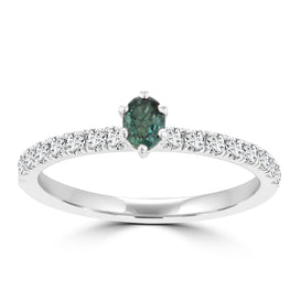 14k White Gold Alexandrite 0.22cts and Diamond 0.27cts Ring (SI1-VS1, G-H) by La Vita Vital