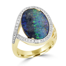 Yellow Gold 14k Aus Boulder Opal 6.04cts & Diamond 0.30ct TDW Ring