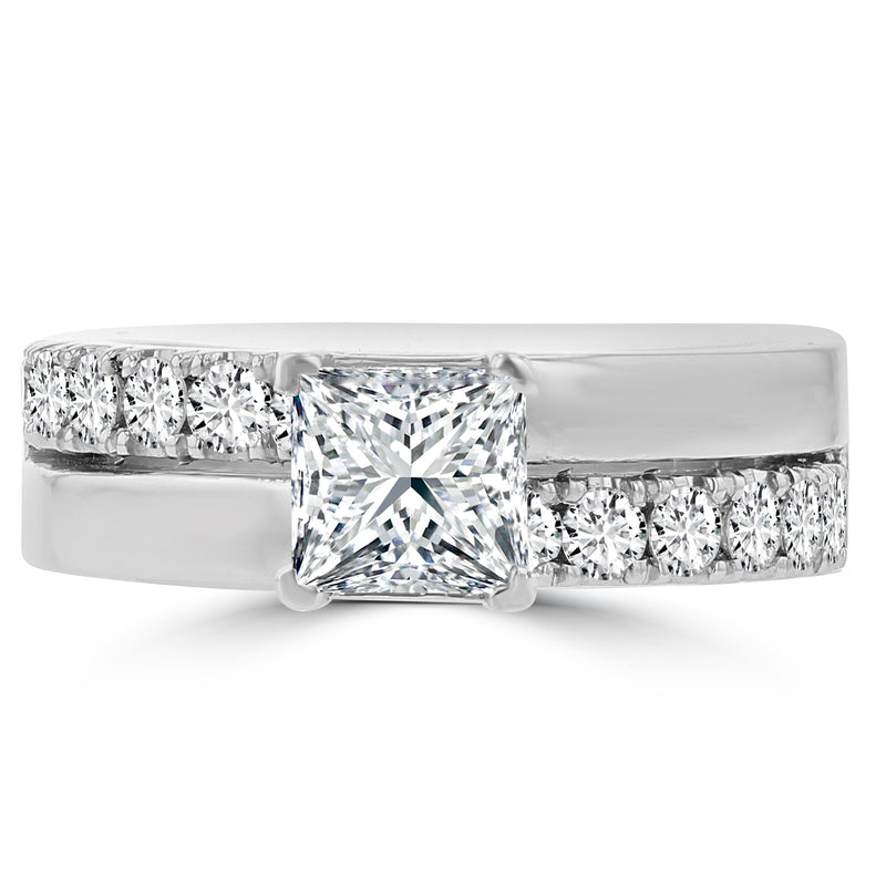 14k White Gold 1.55ct. TDW Princess-cut Diamond Engagement Ring