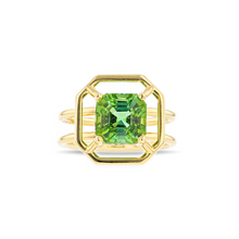Green Tourmaline Cushion Double Shank Ring