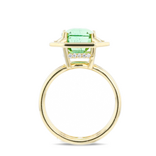 Green Tourmaline Cushion Double Shank Ring