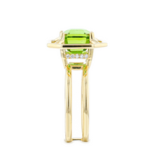 Green Tourmaline Cushion Double Shank Ring