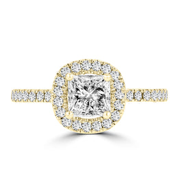 14k Yellow Gold 1 3/5ct. TDW RB Diamond Halo Engagement Ring