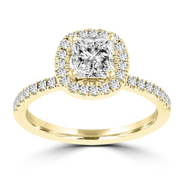 14k Yellow Gold 1 3/5ct. TDW RB Diamond Halo Engagement Ring