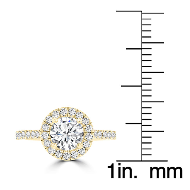 14K Yellow Gold Diamond 1.55ct TDW Halo Engagement Ring