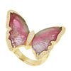 14K Yellow Gold Brazilian Tourmaline 10.90cts and Diamond 0.28cts (SI1-VS G-H) Butterfly Ring