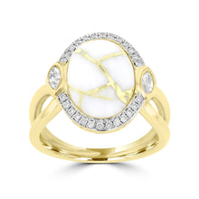 14k Yellow Gold, 4.25cts Gold Quartz and 0.26cts TDW Diamond  (G-H, SI1-VS) Ring