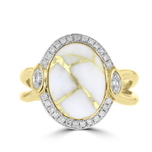 14k Yellow Gold, 4.25cts Gold Quartz and 0.26cts TDW Diamond  (G-H, SI1-VS) Ring