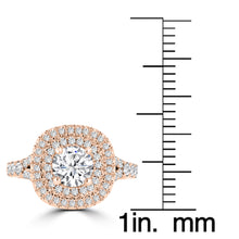 14k Rose Gold 1 4/5ct TDW Double Halo Diamond Engagement Ring