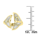 14K Yellow Gold & Gold Quartz Inlay Whale Tail Ring