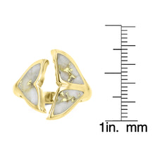 14K Yellow Gold & Gold Quartz Inlay Whale Tail Ring
