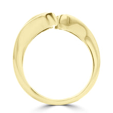 14K Yellow Gold & Gold Quartz Inlay Whale Tail Ring