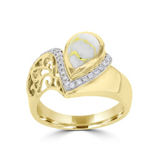 14K Yellow Gold ring with Gold Quartz 1.38cts and Diamond 0.16ct TDW (SI1-VS, G-H)