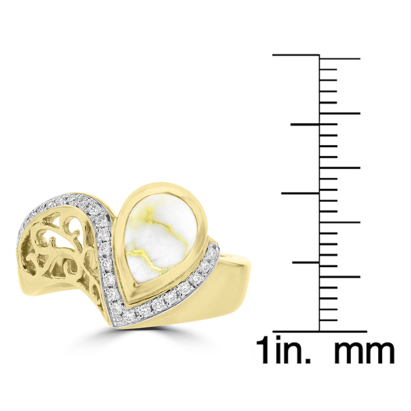 14K Yellow Gold ring with Gold Quartz 1.38cts and Diamond 0.16ct TDW (SI1-VS, G-H)
