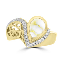 14K Yellow Gold ring with Gold Quartz 1.38cts and Diamond 0.16ct TDW (SI1-VS, G-H)