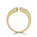 14K Yellow Gold, Diamonds 0.06ct & Gold Quartz Inlay Whale Tail Ring