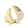 14K Yellow Gold, Diamonds 0.06ct & Gold Quartz Inlay Whale Tail Ring