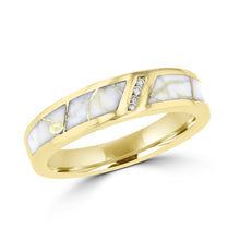 14K Yellow Gold & Gold Quartz Inlay and Diamond 0.07ct TDW (SI1-VS, G-H) Ring