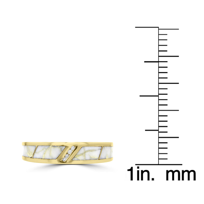 14K Yellow Gold & Gold Quartz Inlay and Diamond 0.07ct TDW (SI1-VS, G-H) Ring